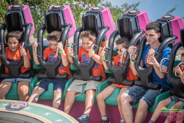 children on an amusement park ride
