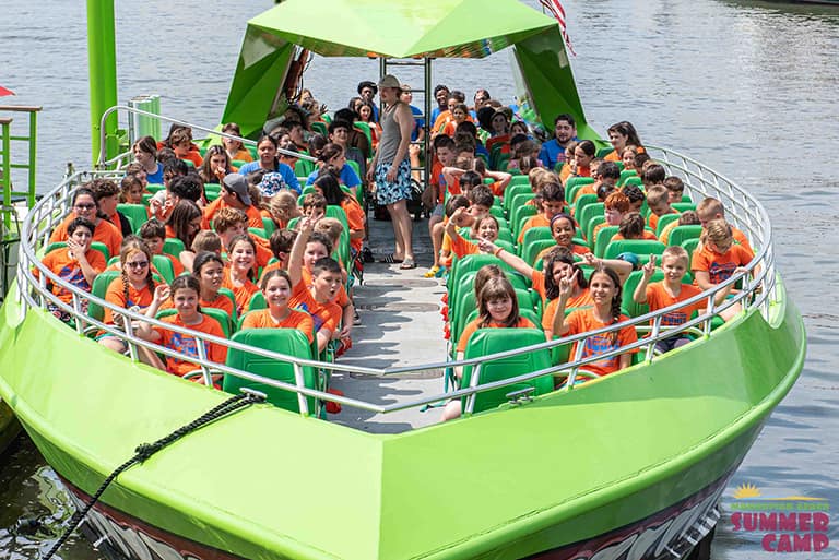 summer camp group ride on a boat